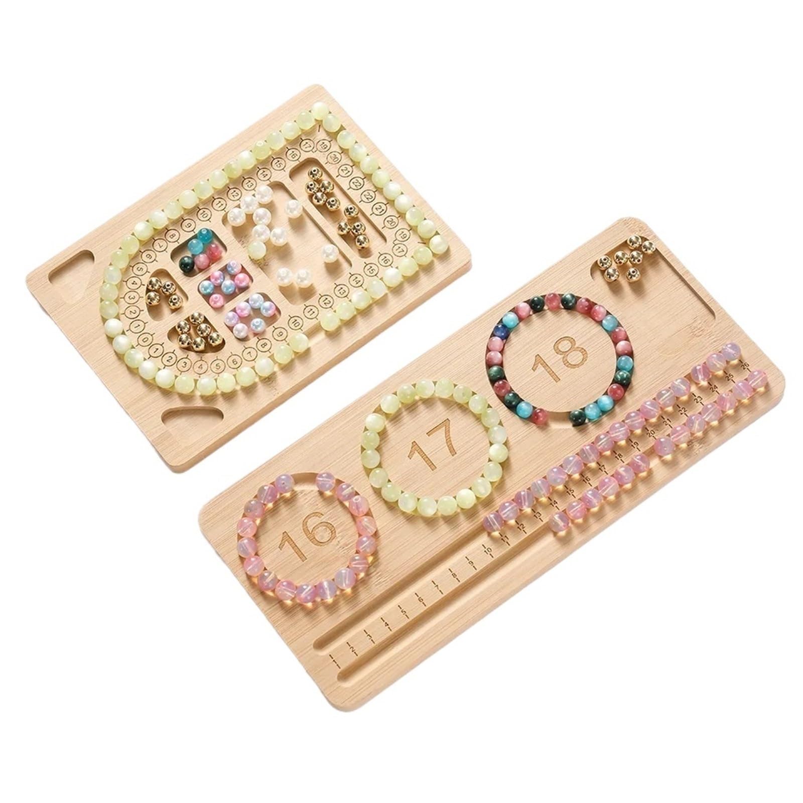 Bead Board Wooden Bead Board with Measuring Grid Jewelry Design Tray for DIY Bracelet Making Craft and Display Tool Kit(Color2)