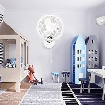 360 Wall Mounted Fan with Remote Control, Small Air Circulation Electric Fan for Home, Adjustable Speed & Quiet Operation