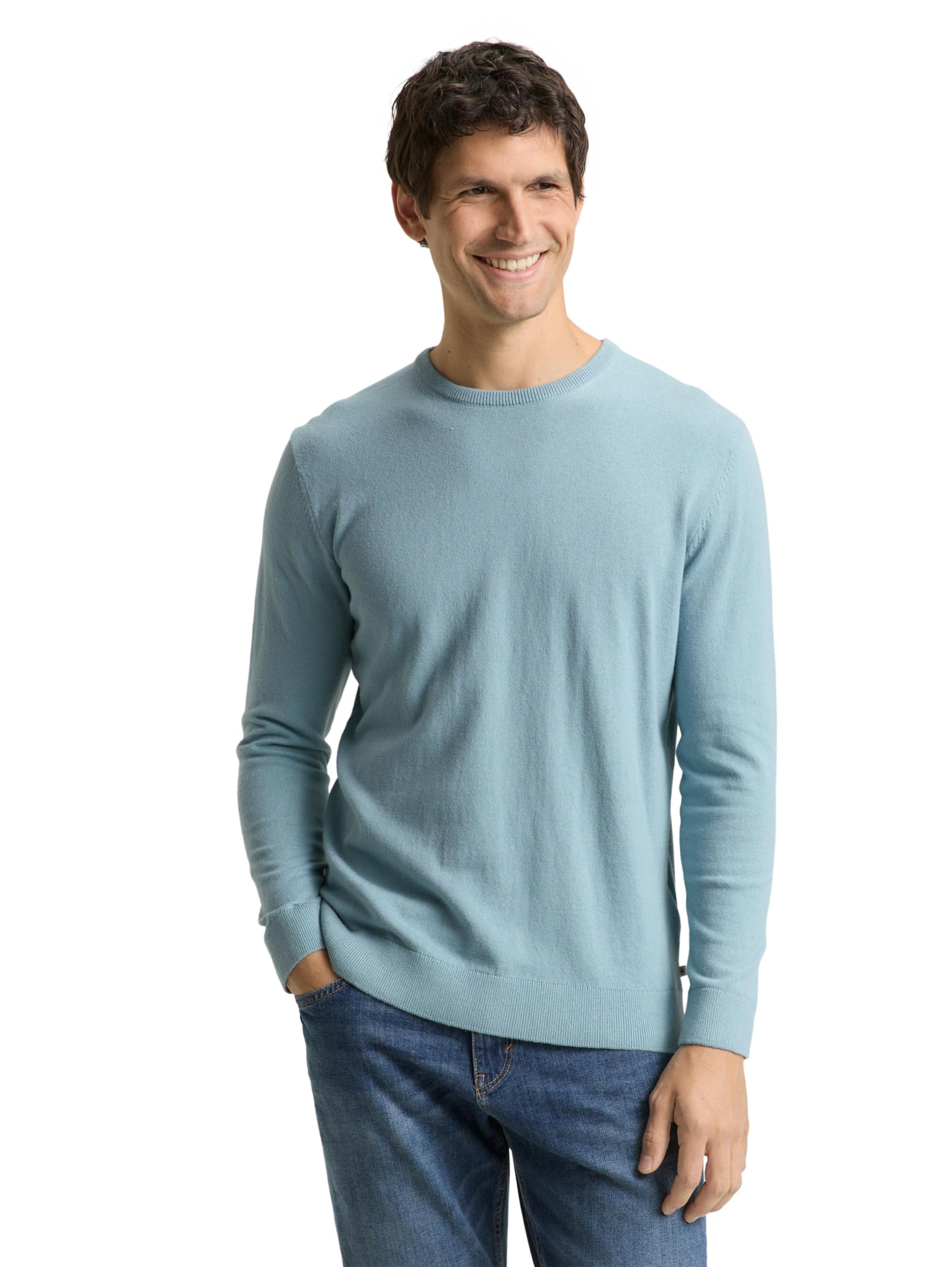 TOM TAILOR Herren Basic Strickpullover aus Baumwolle
