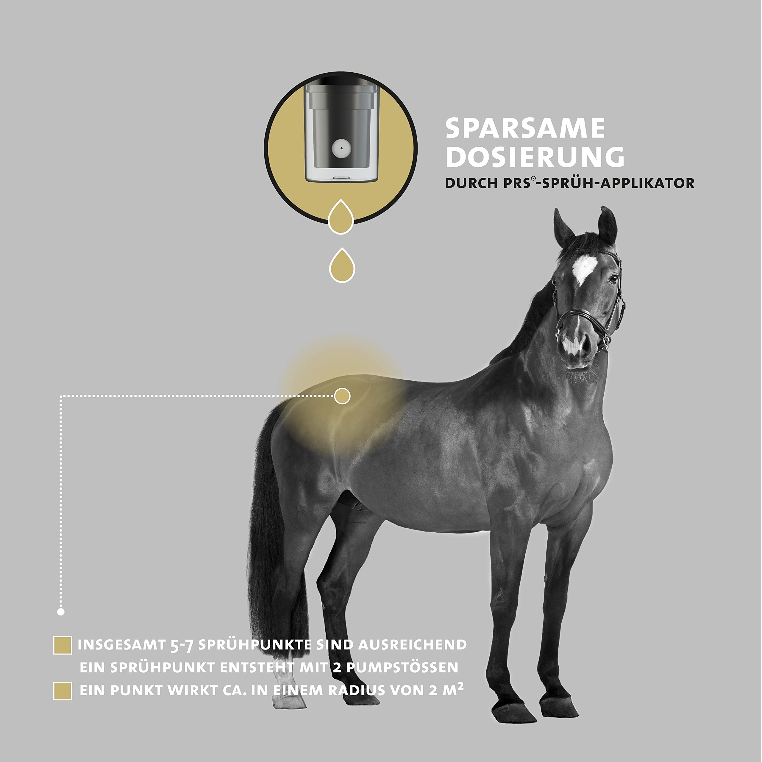 Peticare Anti-Kriebelmücken, Gnitzen Spray für Pferde | effektiv dem Sommerekzem vorbeugen | zuverlässige Abwehr als Anflugstopp | einzigartiges PRS® System für Lange Wirkung – petHorse Protect 2001