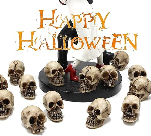 Miniatura 4 de BinaryABC Mini Skull Figurine Miniature Skeleton Head Table Decor,Halloween Micro Landscape Figure,Halloween Prank Props,Haunted Dollhouse