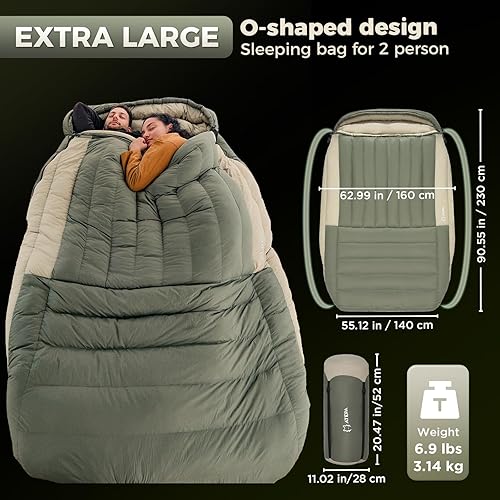 Miniatura 2 de ATEPA Saco de dormir ligero de plumón de 0 grados para adultos, mochila de momia, ultraligero, impermeable, compacto, para todo tipo de clima frío,
