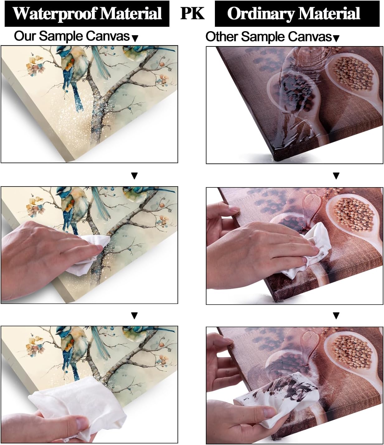 Blue Bird Stretched Canvas Wall Art for Bathoom Bedroom Home Decoration, Beautiful Lively Animal Family Picture Print Artwork Painting Decor, Gallery Wrapped Gift, Inner Frame 12x12 Inches x4p