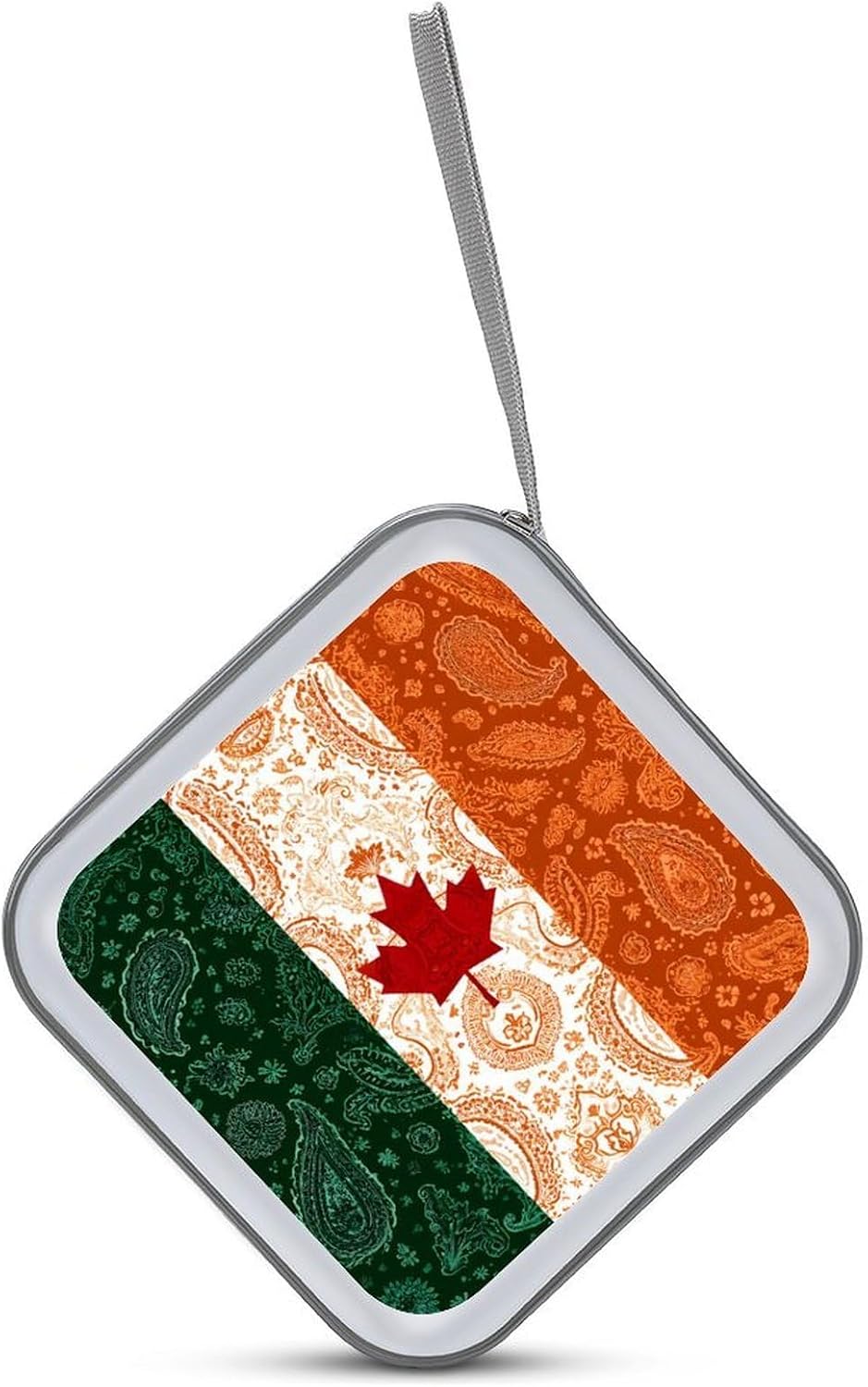 Canada Ireland Flag Paisley Pattern CD Case 40 Capacity DVD Holders Wallet for Home Travel