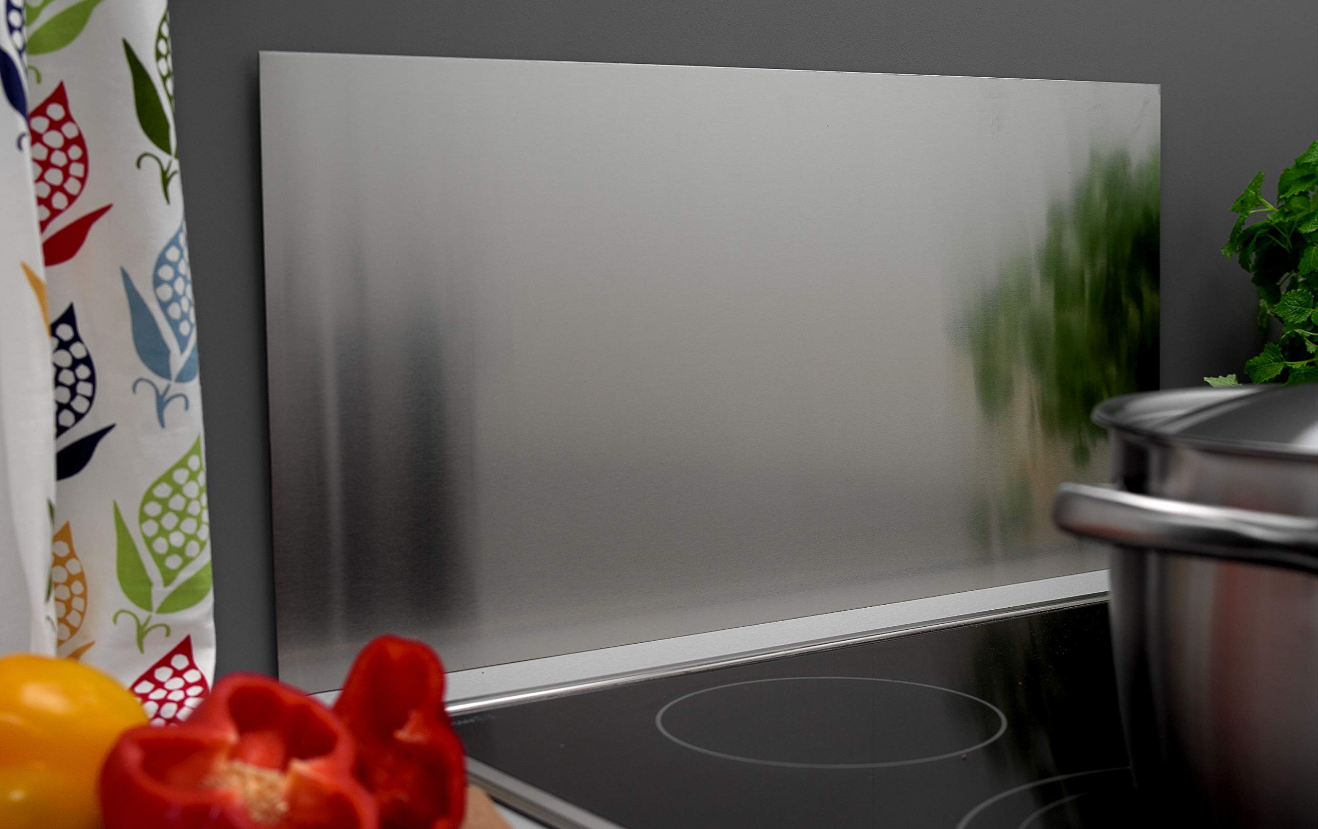 HOME IT® Pannello Paraschizzi in Acciaio Inox Spazzolato 60 x 30 cm – Protezione da Parete Cucina – Spessore 0,8 mm – Facile da Installare – Dietro Fornello o Lavello
