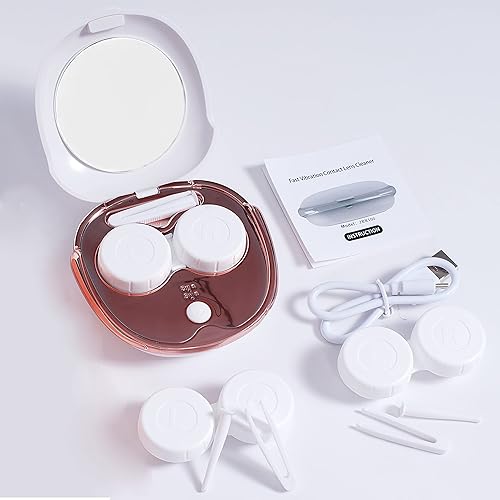 Miniatura 3 de Limpiador de Lentes de Contacto Portátil, Limpieza Ultrasónica con Cargador USB, Espejo, Pinzas, Herramienta Removedora, Estuche para Lentes de