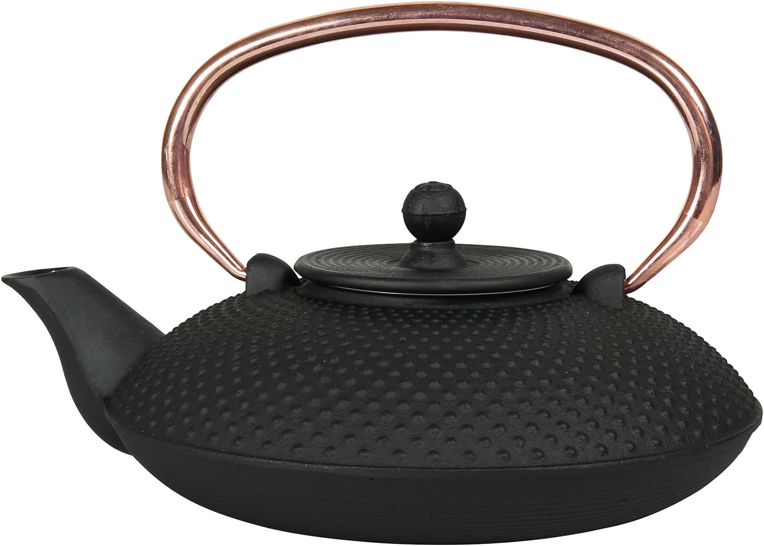 Sema 99324 Copper Cast Plate with Handle with Black Enamelled Interior 'Spiky' Teapot 0.8L 17x21x8.5 cm Cast Iron Black