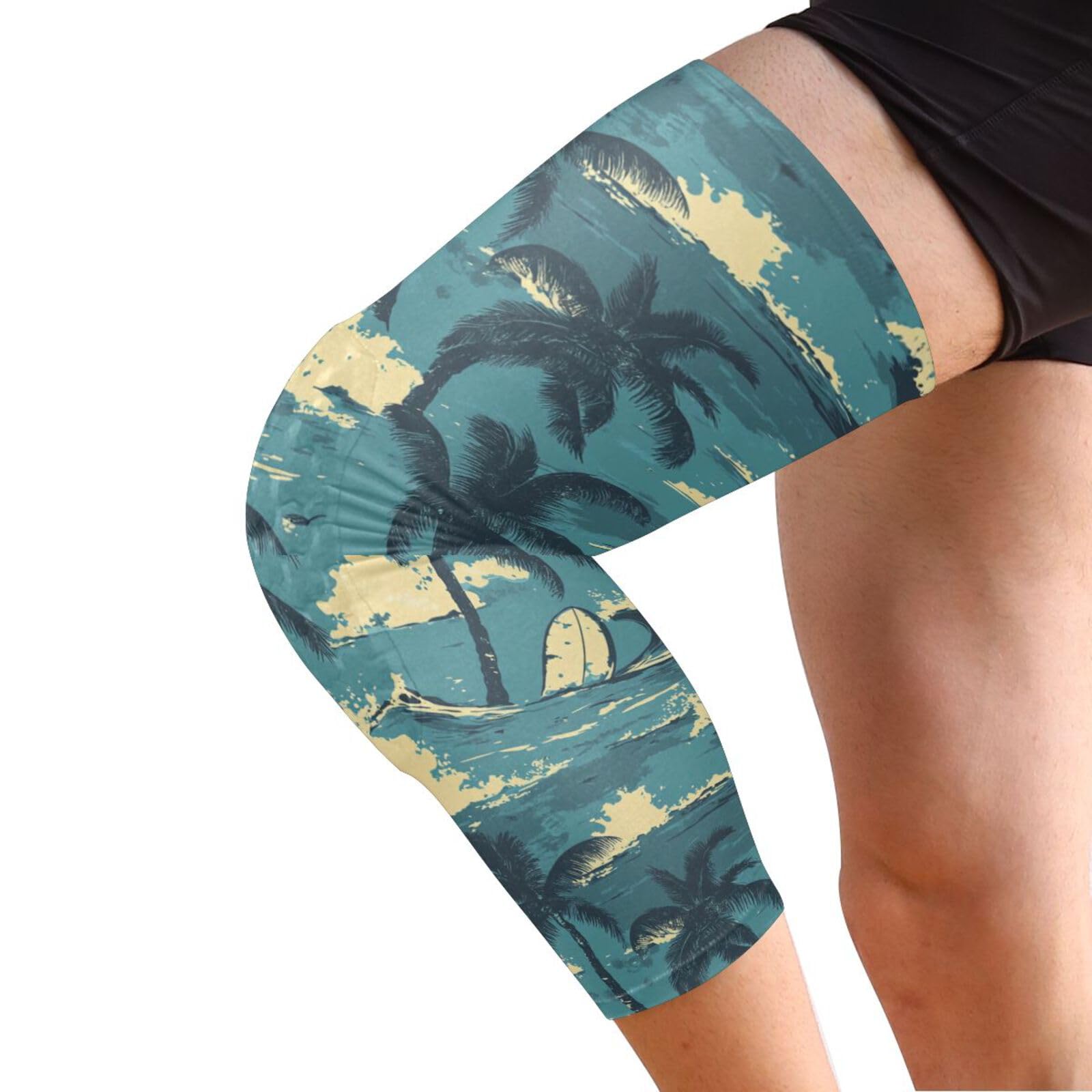 JUNZAN Tropical Style Hawaii Basketball Knee Pads for Youth Kids Wrestling Knee Pads with Sleeves Sport Kneepads for Volleyball Football Teal Blue