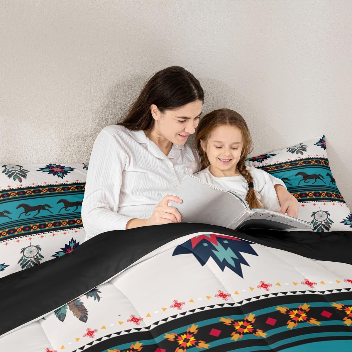 Feelyou Horse Comforter Dreamcatcher Comforter Set Boho Exotic Bedding Set for Boys Girls Teens Decor Bohemian Native Tribal Comforter for All Season Twin Size Boys