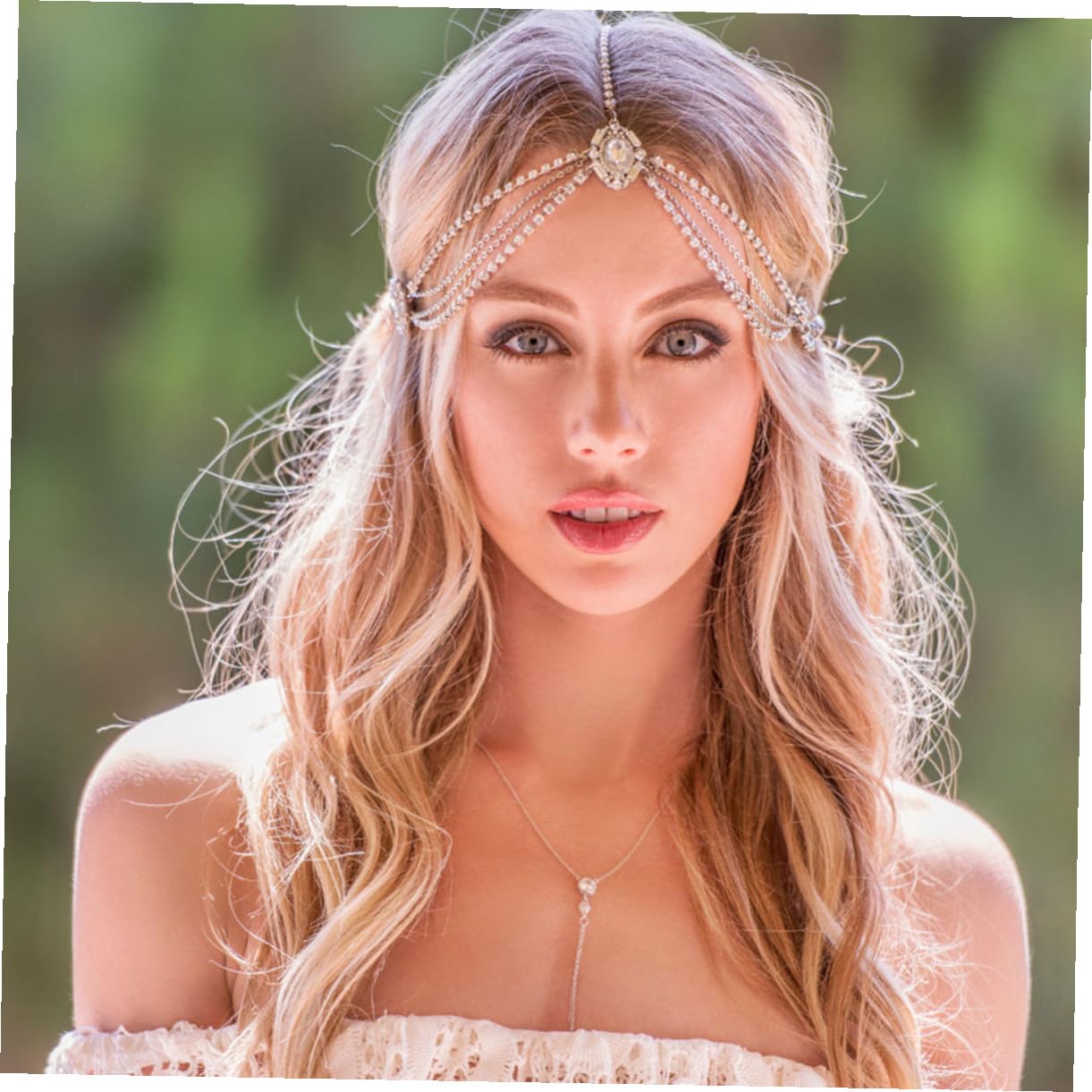 Elegant Vintage Bridal Head Chain for Women Wedding Headwear with Golden Alloy and Rhinestone Material, Eye-catching Design for Wedding and Engagement Occasions