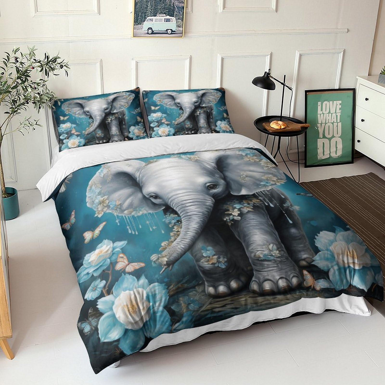 Bettwäsche-Set mit Tiermotiv, 3D-Druck, Bettbezug-Set mit Kissenbezug, Heimtextilien, King-Size-Bett (220 x 240 cm)