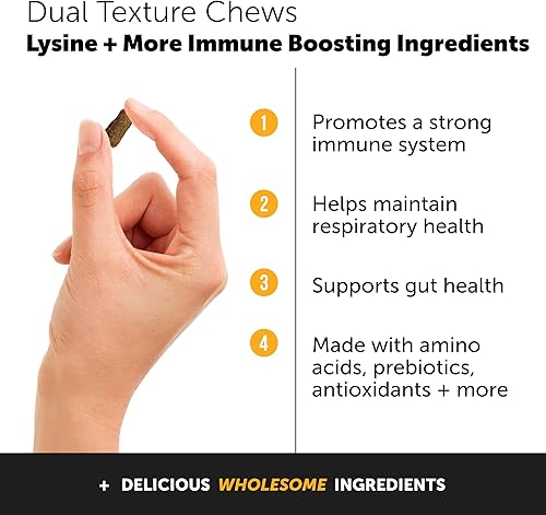 Miniatura 6 de Pet Honesty Paquete de suplemento masticable de doble textura de lisina para gatos calmante + apoyo inmunológico para gatos, ayuda a reducir el