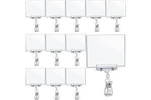 Sturdy Rotatable Sign Clip Bundle - 20 Rotating Display Clips with 20 Protective Card Sleeves