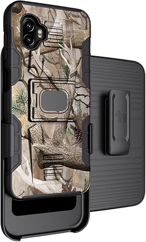 Funda con clip para Galaxy XCover 6 Pro, Nakedcellphone Funda de agarre de anillo resistente con soporte placa de montaje integrada y funda de