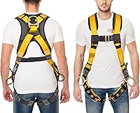 Vista 8 de Palmer Safety - Arnés de seguridad de cuerpo completo con ajuste de 5 puntos, anillo en D dorsal, piernas con ojales, dos anillos en D laterales e