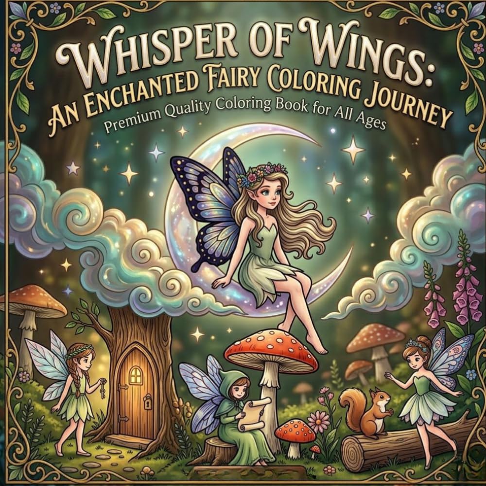 Whispers of Wings: An Enchanted Fairy Coloring Journey: A Magical Escape into Fairy Realms with Beautiful, Relaxing Designs for Kids, Teens, and Adults (Cute Coloring (Fun))