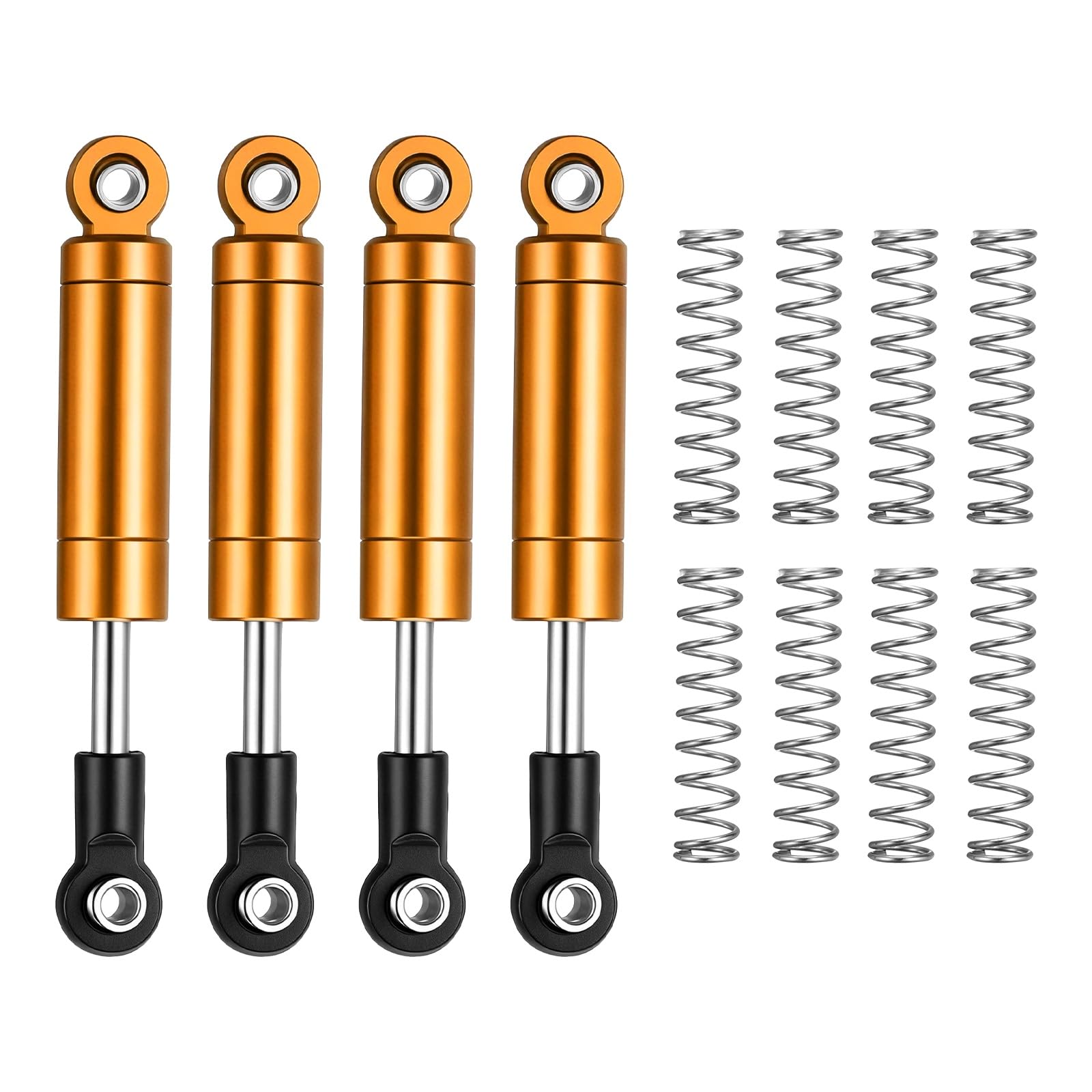 Rebower RC Shock Absorber (with Internal Spring Spare Springs), [for 1/10 RC Crawler ] - 60-70mm / Gold / 4 Pcs