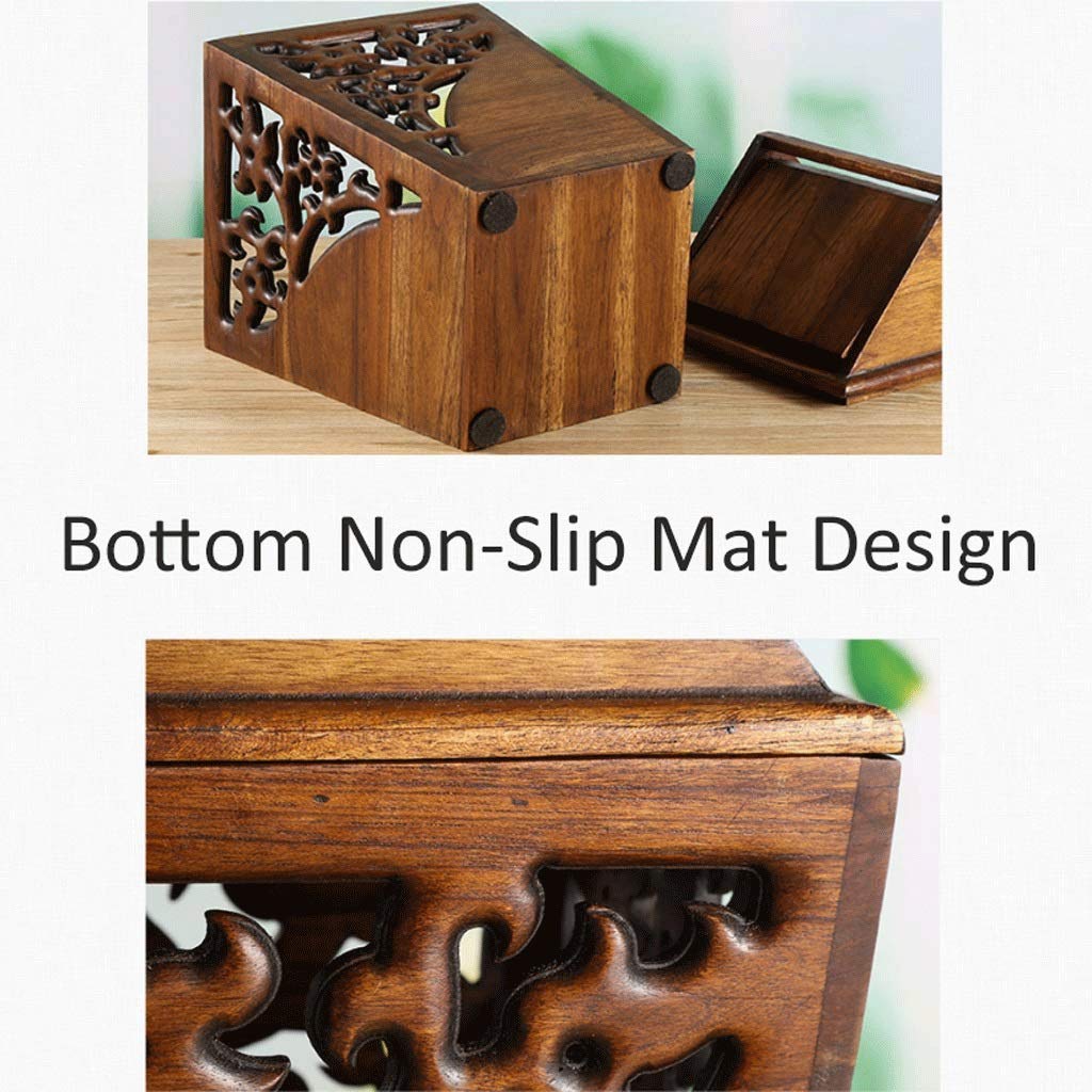 Trash Can Waste Bin Antique Wooden Trashbin Shake Cover Teak Waste Bin Hand Hollow Carved Trash Can Indoor Solid Wood Trash Box 3.2 Gallons Garbage Container Bin