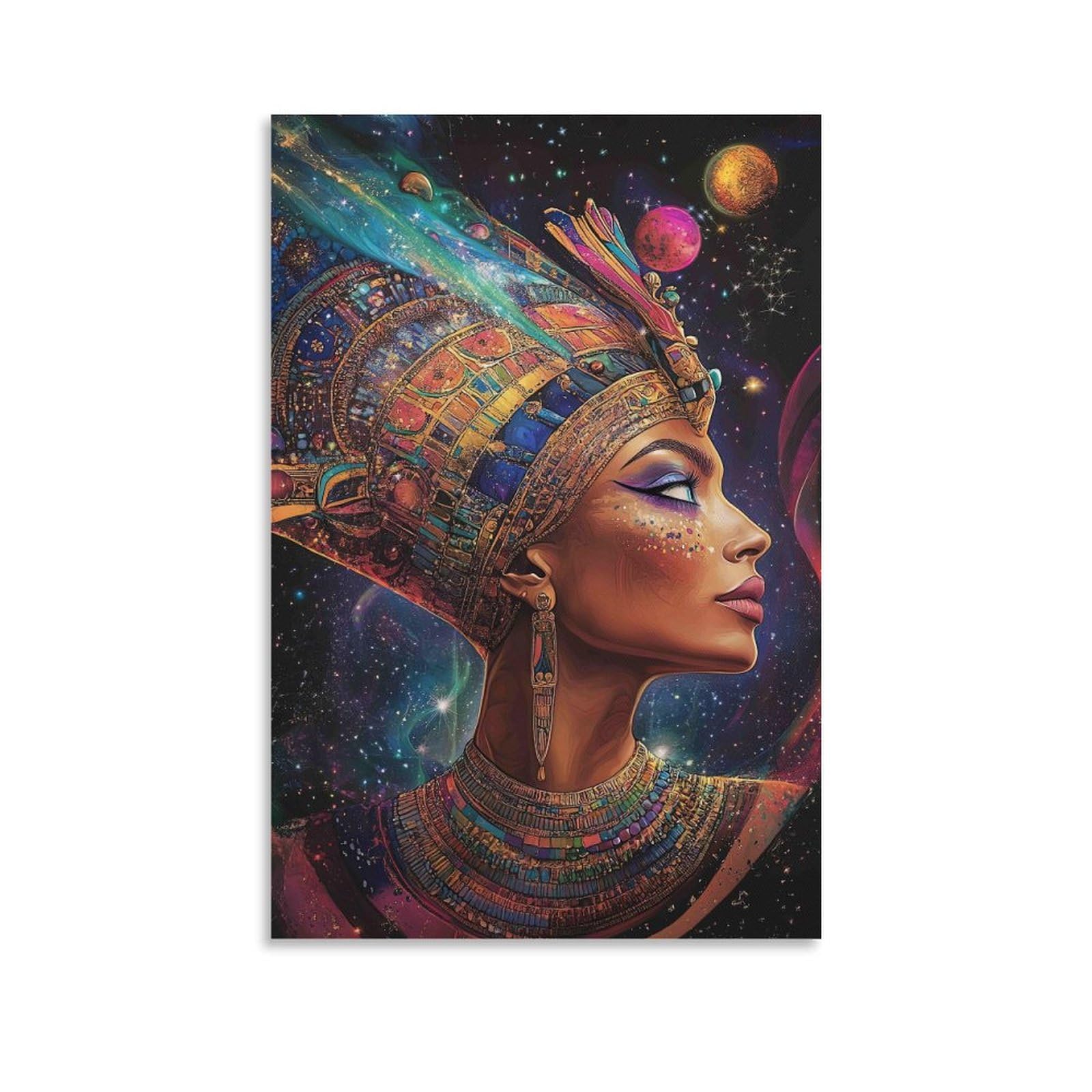 DHBANEIOK Egyptian Queen Space Wall Decor Poster Giclee Canvas Prints Modern Wall Art Picture Wall Hanging for Living Room Home Decorations 20x30inch(50x75cm)
