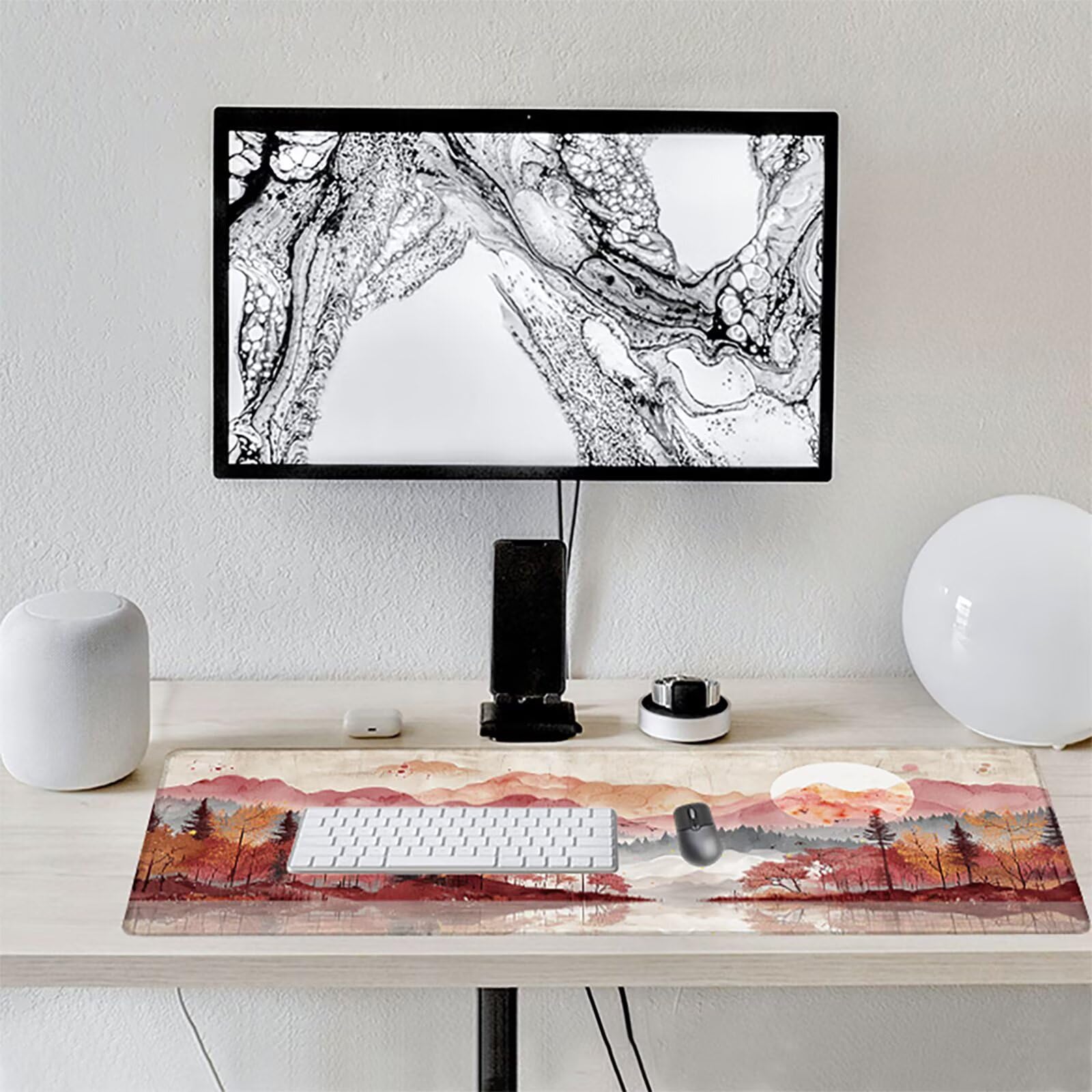 Bosque Alfombrilla Ratón Gaming XXL 1500x800 mm, Alfombrilla Gaming Blanco Mousepad con Base de Goma Antideslizante, Impermeable Desk Mat para Teclado y Raton, Accesorios Gaming Regalos de Hombre 9-6