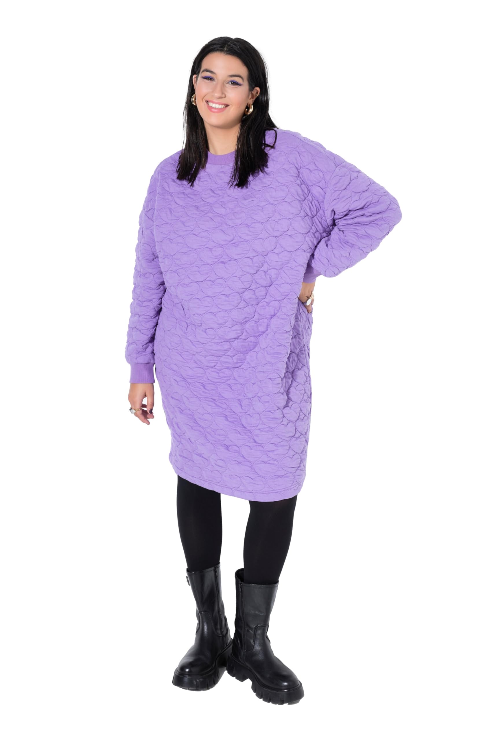 Studio Untold Damen große Größen Übergrößen Plus Size Sweat-Minikleid, Oversized, Heart-Stepp 838286