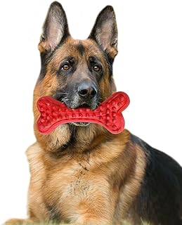 German Shepherd Dog Chew Toys for Aggressive Chewers,Indestructible Beef Flavored Tough Durable Dog Bone Toy Natural Rubber Teeth Cleaning Chews for Large/Medium Dogs