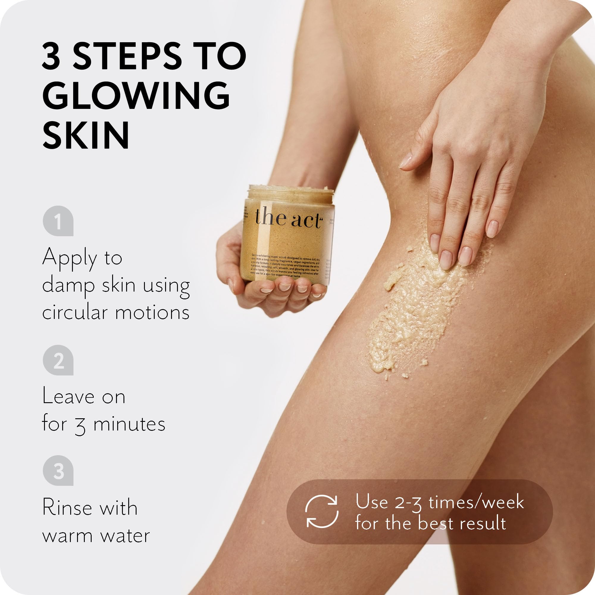 THE ACT Sugar Exfoliating Body Scrub – Natural Body Polish for Smooth Skin – Gentle Skin Care with Shea, Almond, Macadamia, Green Coffee, Vegan – Self Care Gift for Women