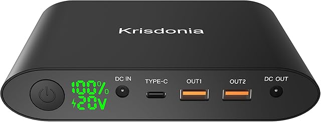 Krisdonia Laptop Power Bank 25000mAh Portable Charger with Type-C Port + DC Port + Dual USB (QC3.0 Quick Charge) for Laptop, Tablet, Cell phone, Macbook, Camera, Projector and more