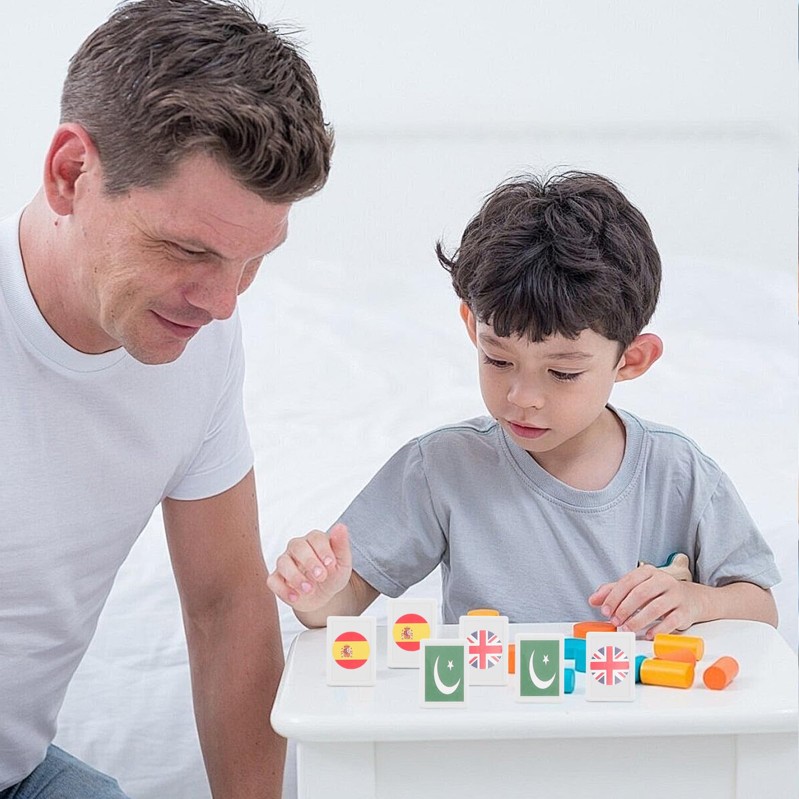 Veemoon Set 65 Pezzi Mahjong Adesivi Bandiere Nazionali, Piastrelle in Plastica Resistenti, Gioco da Tavolo Semplificato per Famiglie e Viaggi, Apprendimento Culturale e Intrattenimento