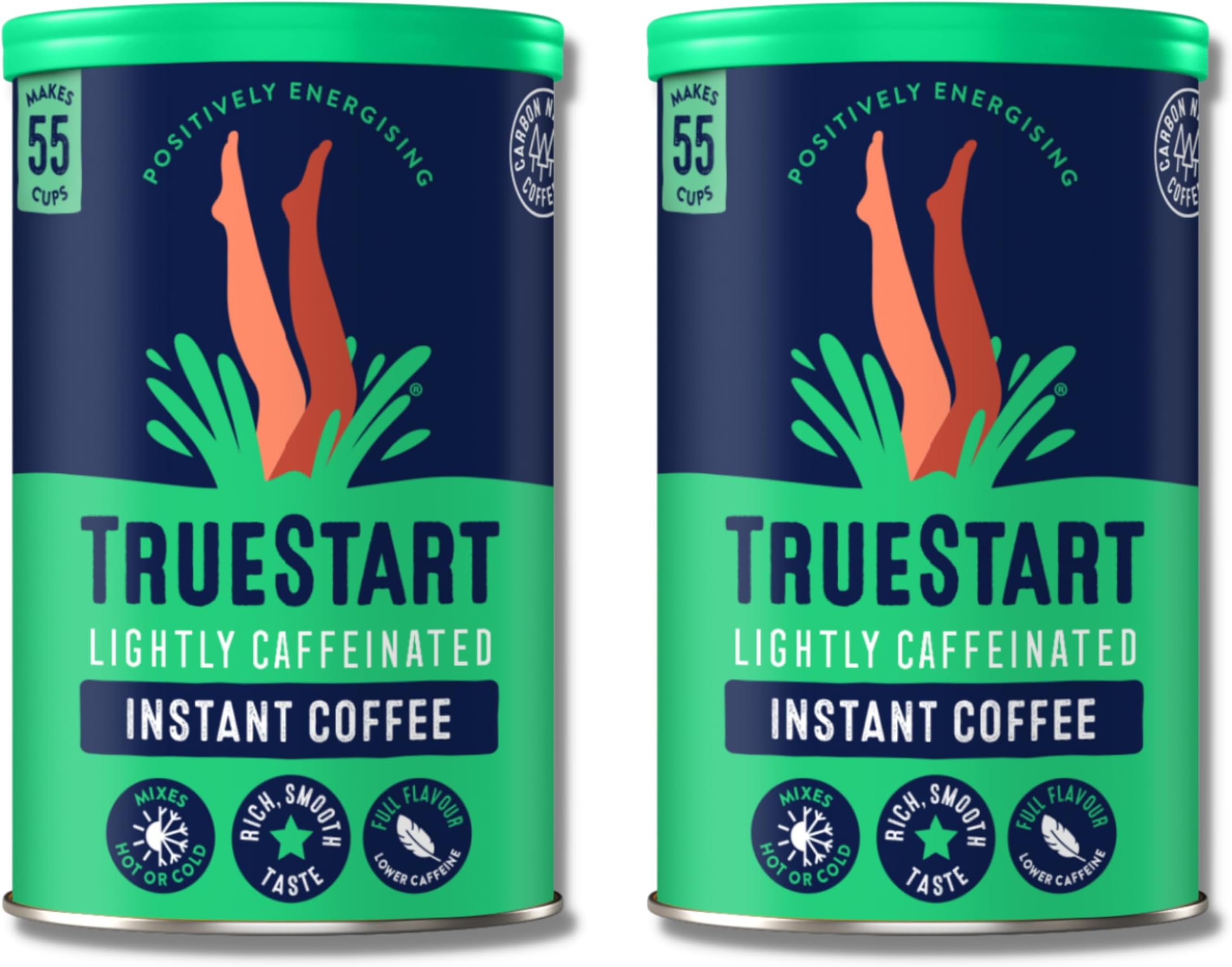 TrueStart Barista Grade Lightly Caffeinated Instant Coffee (2 Pack x 100g) Mycotoxin-Free Coffee & Rich in Antioxidants, Premium Freeze-Dried, 100% Full Flavour, Smooth Intense Roast