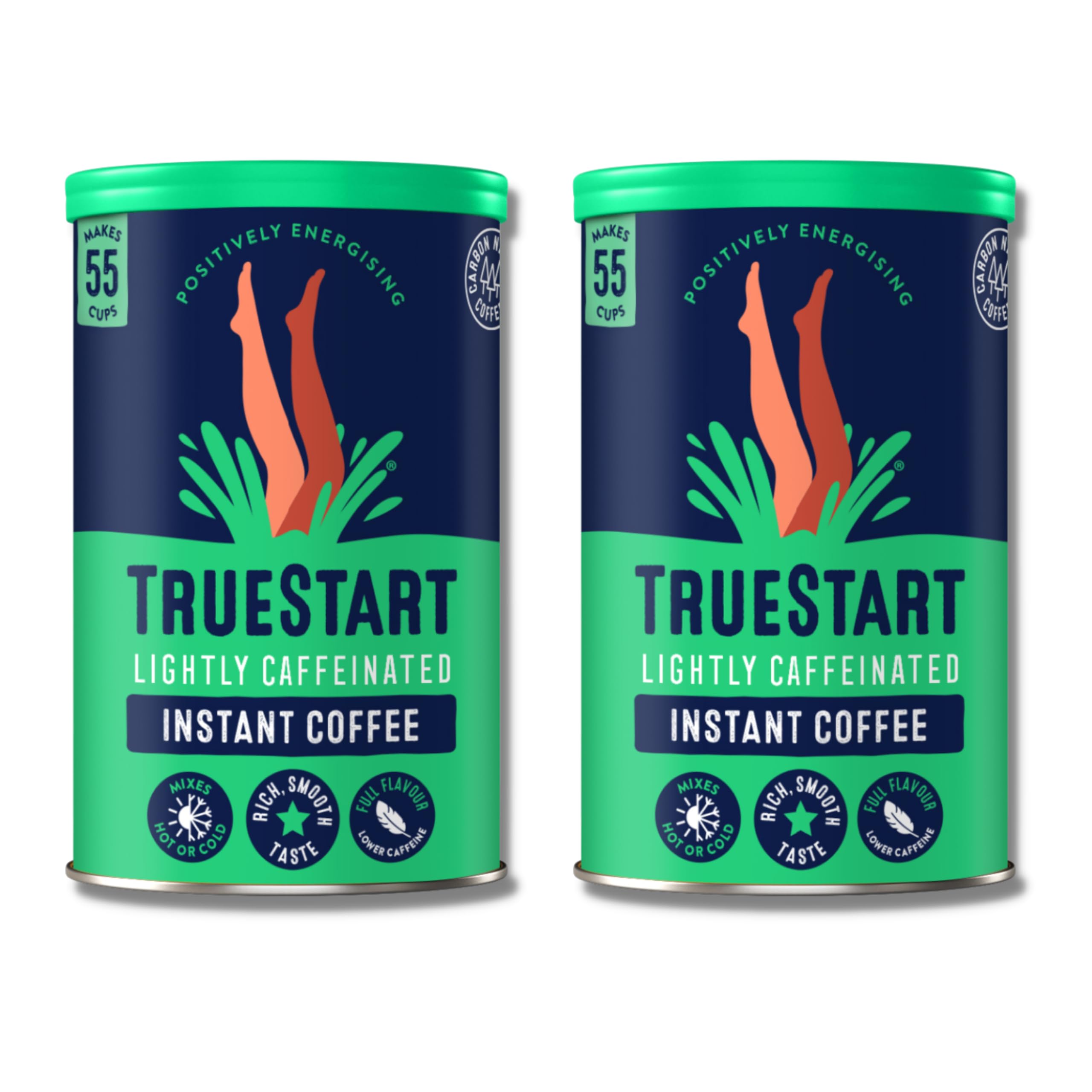 TrueStart Barista Grade Lightly Caffeinated Instant Coffee (2 Pack x 100g) Mycotoxin-Free Coffee & Rich in Antioxidants, Premium Freeze-Dried, 100% Full Flavour, Smooth Intense Roast