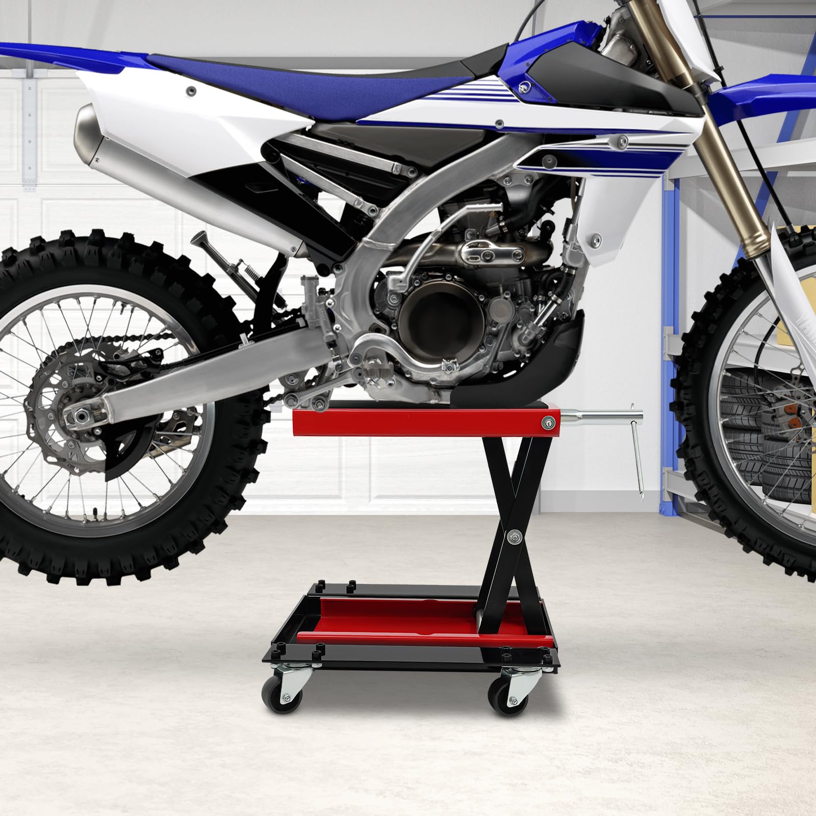 Sollevatore di manovra per moto con ruote, per riparazioni su moto, sollevatore moto con ruote, 49,5 x 22,2 x 39 cm