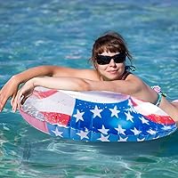 Vista 5 de Zhanmai Flotador inflable patriótico para piscina, diseño de bandera de Estados Unidos, flotadores de anillo de natación de agua, tubo inflable