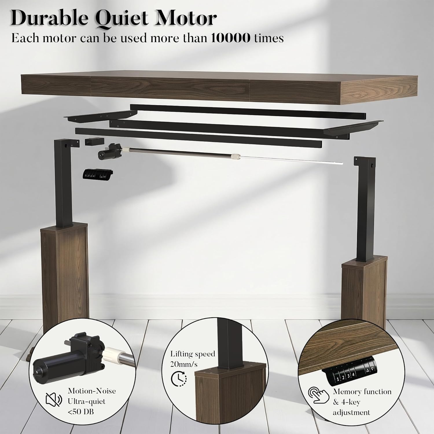 Homsee Height Adjustable Electric Standing Desk, 63 x 31.5 Inch Home Office Sit Stand Up Desk, Modern Work from Home Computer Table with Large Legroom for Gaming Study Writing, Brown Grain