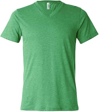 Canvas Bella Unisex Triblend V-Neck T-Shirt, Green Triblend, X-Large