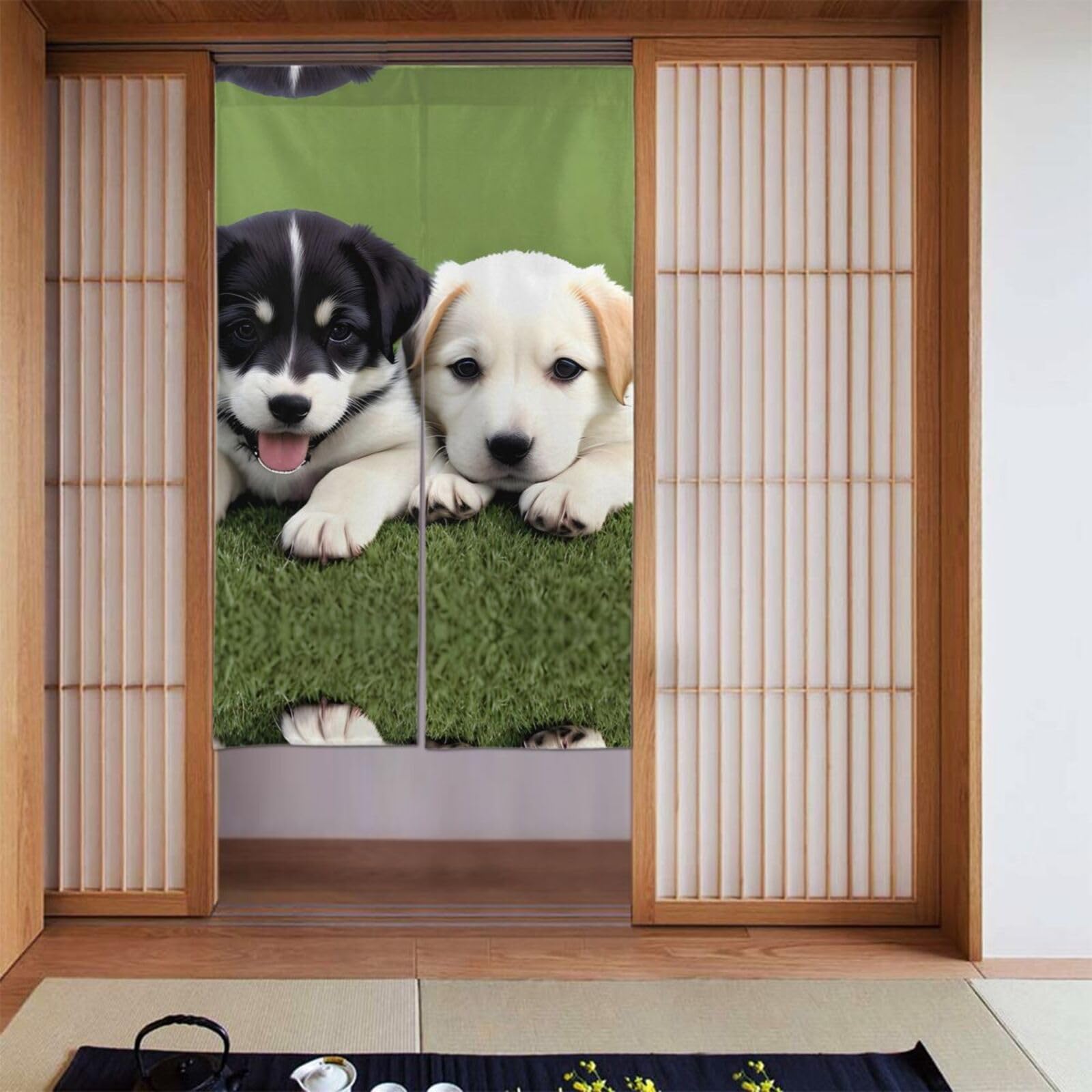 Cortinas opacas BROLEO Decora de 142 x 86 cm con diseño de perro perezoso para dormitorio