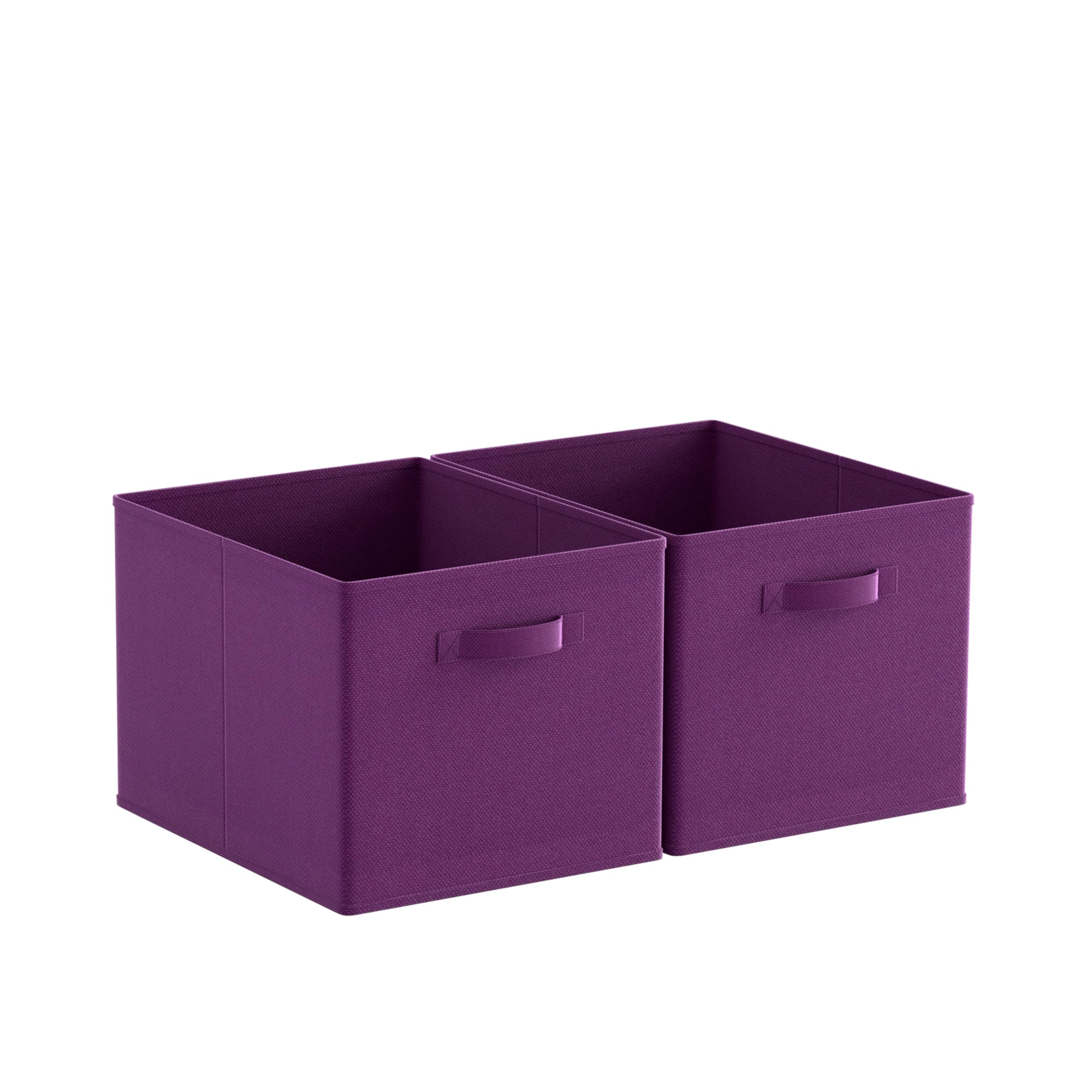 BonChoice Foldable Storage Cubes Boxes Pack of 2 with Handle for Home Organization, Fabric Wardrobe Storage Box Organizer Basket Bins for Clothes Toys Towels, Collapsible&Durable Purple
