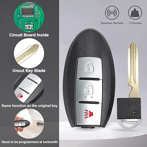 Miniatura 4 de Llave remota de repuesto de entrada sin llave para Nissan Murano 2005 2006 2007 (FCC: KBRTN001 P/N: 285E3-CB80D) 3 botones