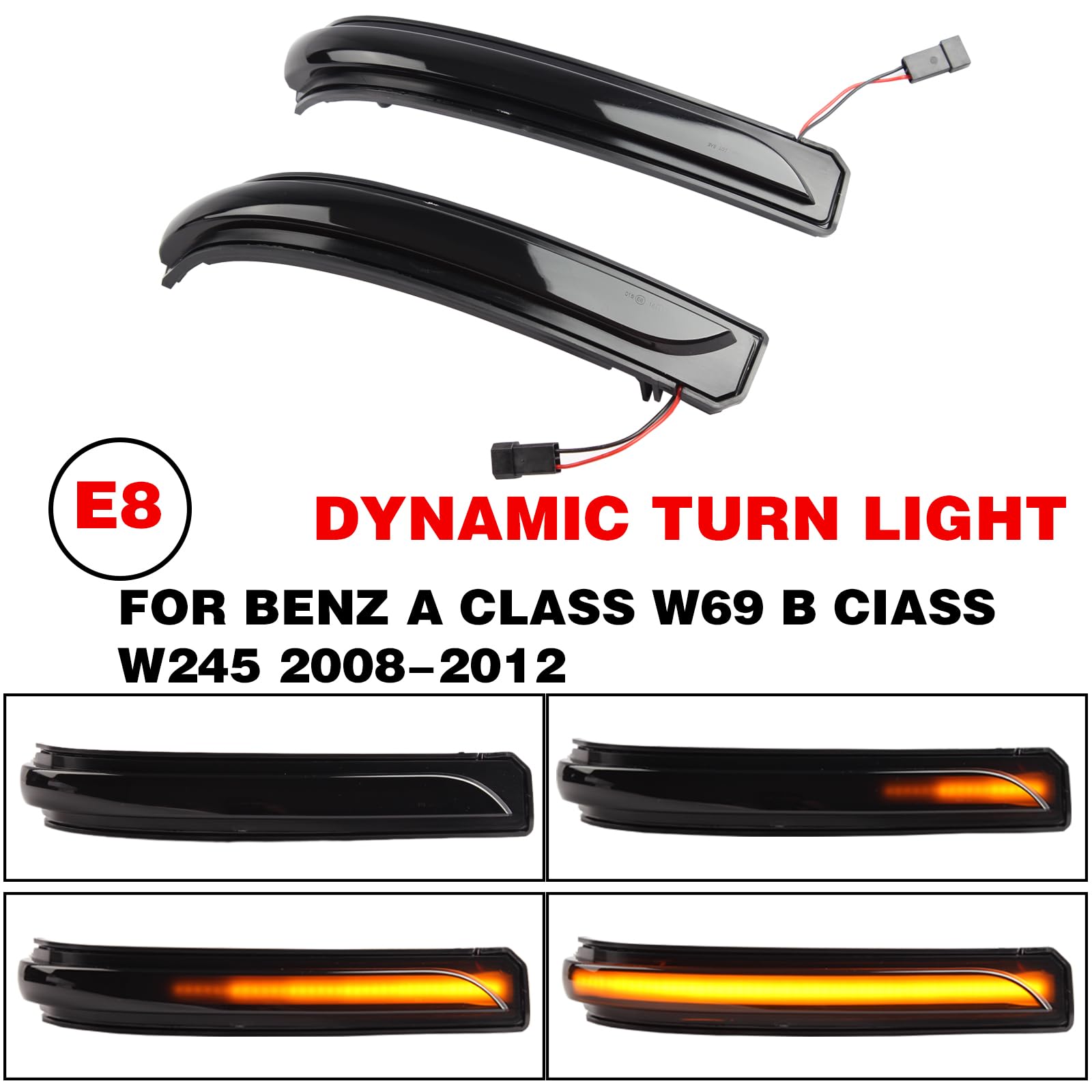 per Benz A B Classe W169 W245 2008-2012 Specchietto Retrovisore Luce di Specchio Indicatore di direzione dinamico a LED