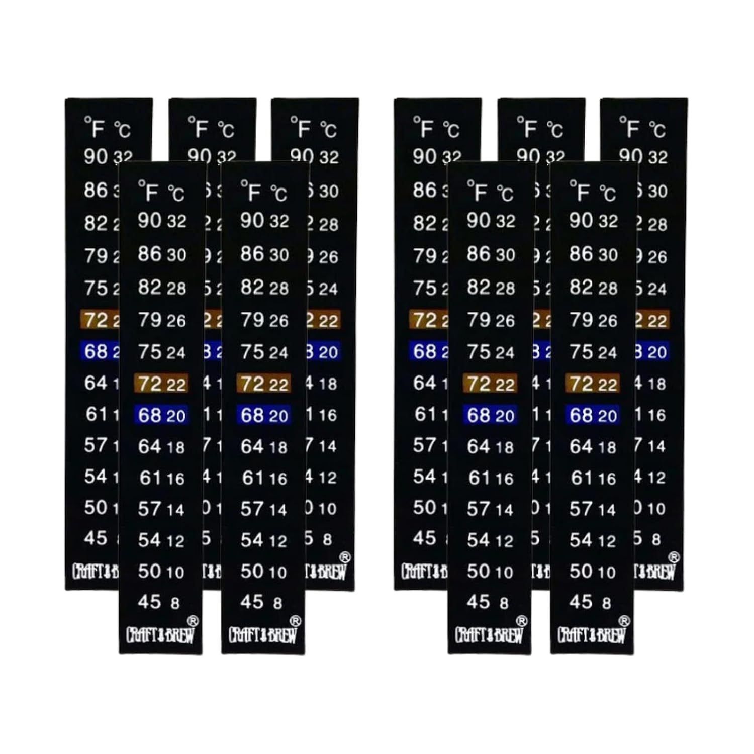 Craft A Brew Fermometer Adhesive Brewing Thermometer | 10 Pack