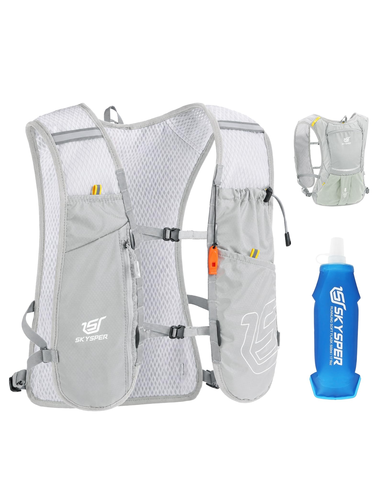 SKYSPER Plecak nawilżający Kamizelka Plecak Trail Running | Z miękką butelką o pojemności 500 ml do biegania, jazdy na rowerze, joggingu, wędrówek