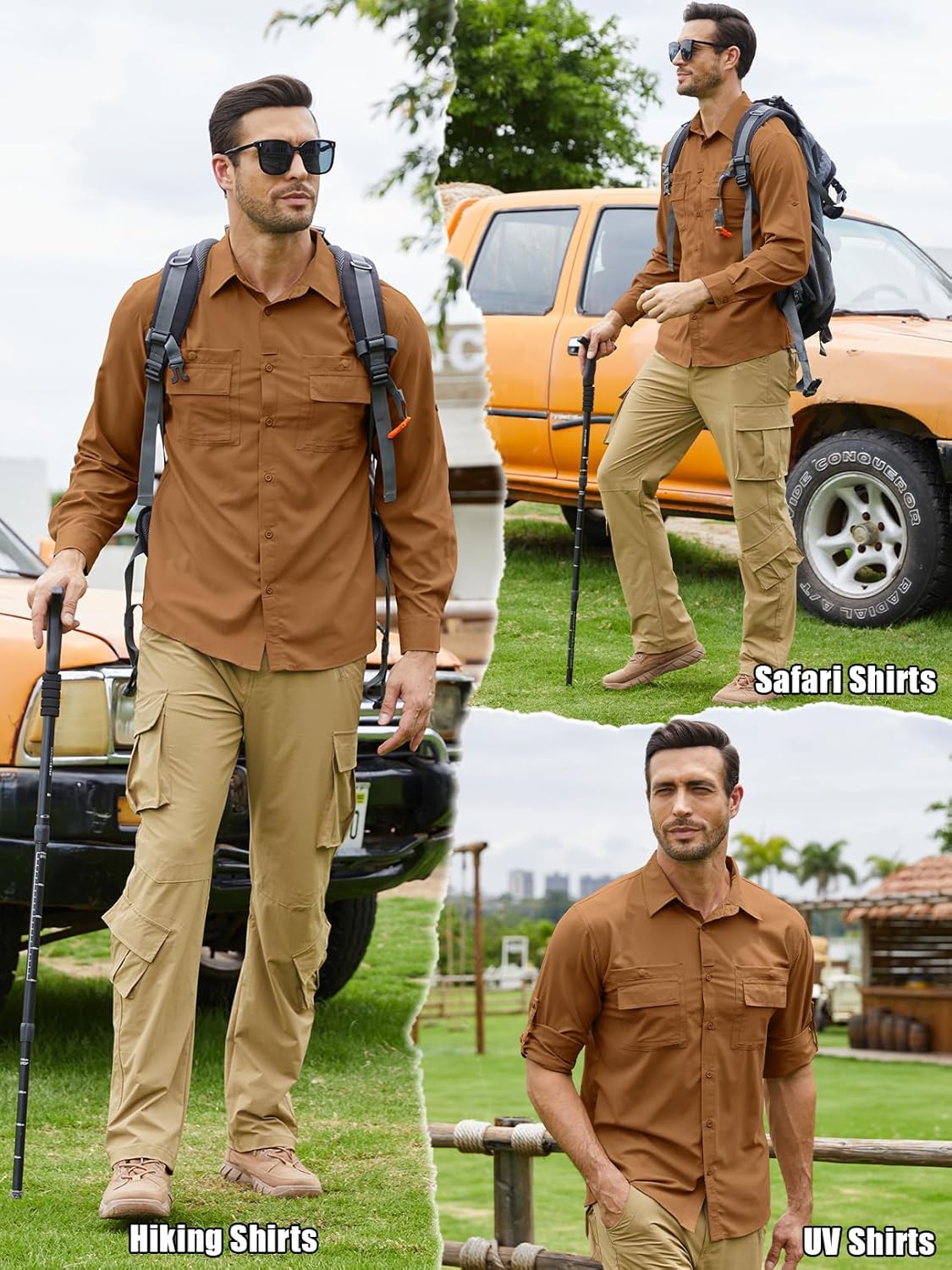 Men's Sun Protection Fishing Shirts Long Sleeve Travel UPF 50+ UV Quick Dry Cooling Safari Camping Hiking Button Down Shirts - Image 6