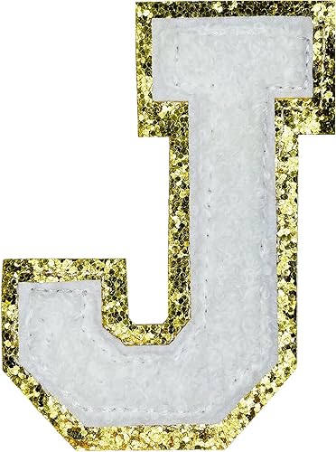 Miniatura 228 de Jongdari Letras termo-adhesivas de felpilla para ropa, parches de letras del alfabeto con brillantina para coser, con adhesivo planchado, 4