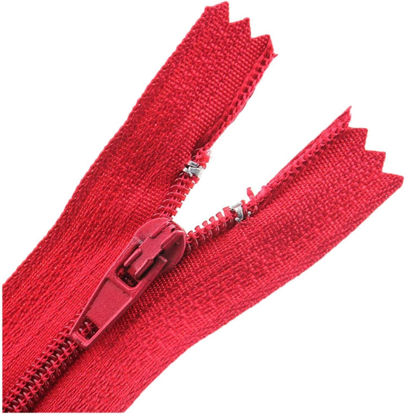 DSESS Zipper Tape#3 Metal Nylon Coil Zippers，5Pcs Nylon Sewing Zippers, Supplies Zippers for DIY Sewing Craft Tailor Bag Garment(Red,25cm)