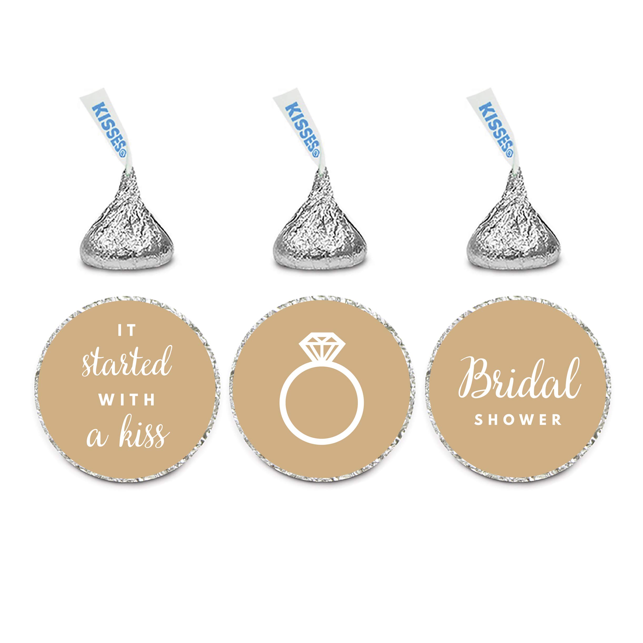 Andaz Press Chocolate Drop Labels Trio, Fits Kisses, Wedding Bridal Shower, Tan Brown, 216-Pack