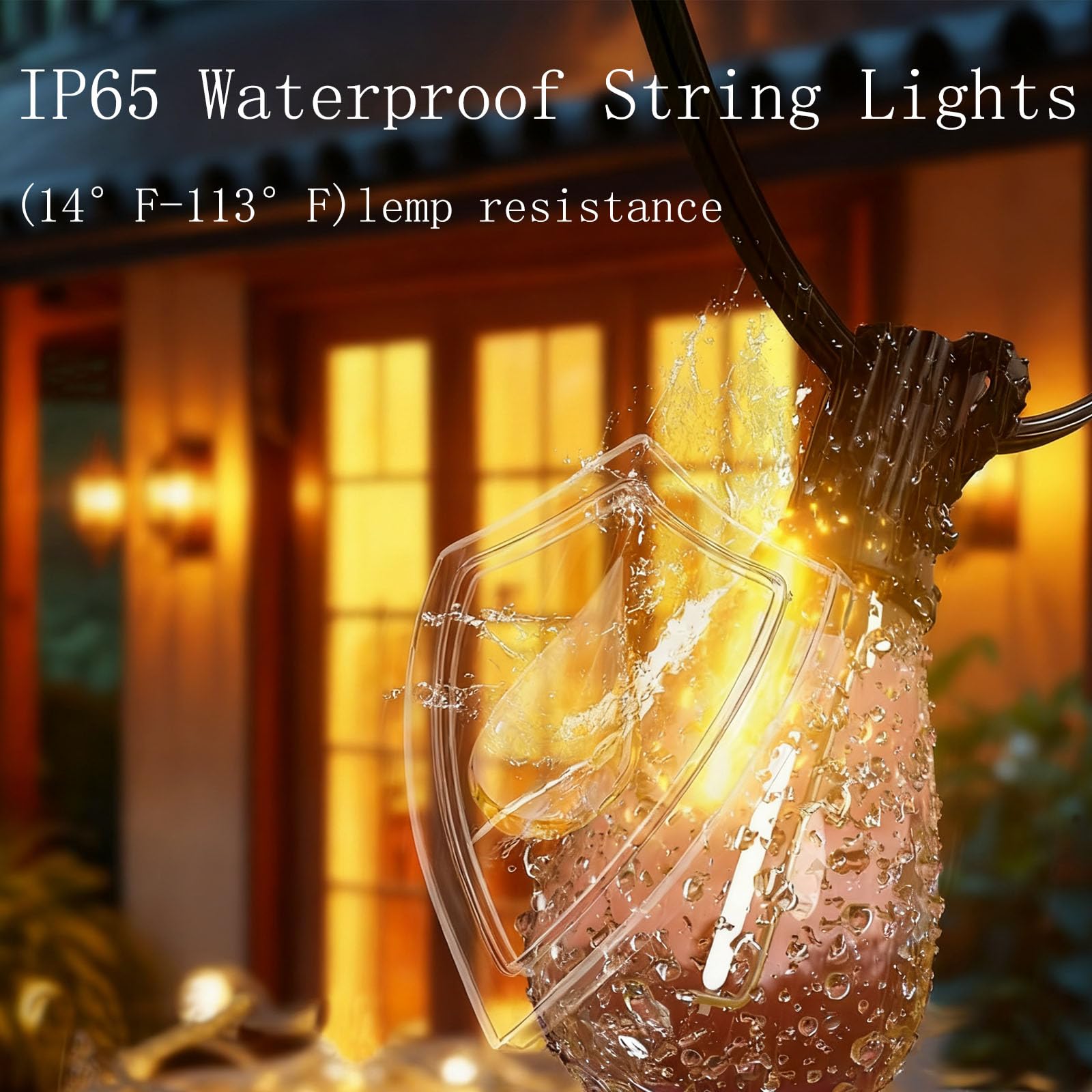 REEMEER Guirnalda de luces LED para exteriores de 200 pies con control remoto, temporizador regulable, 3 modos de luz, luces exteriores de patio para patio, porche, terraza, jardín, balcón, piscina