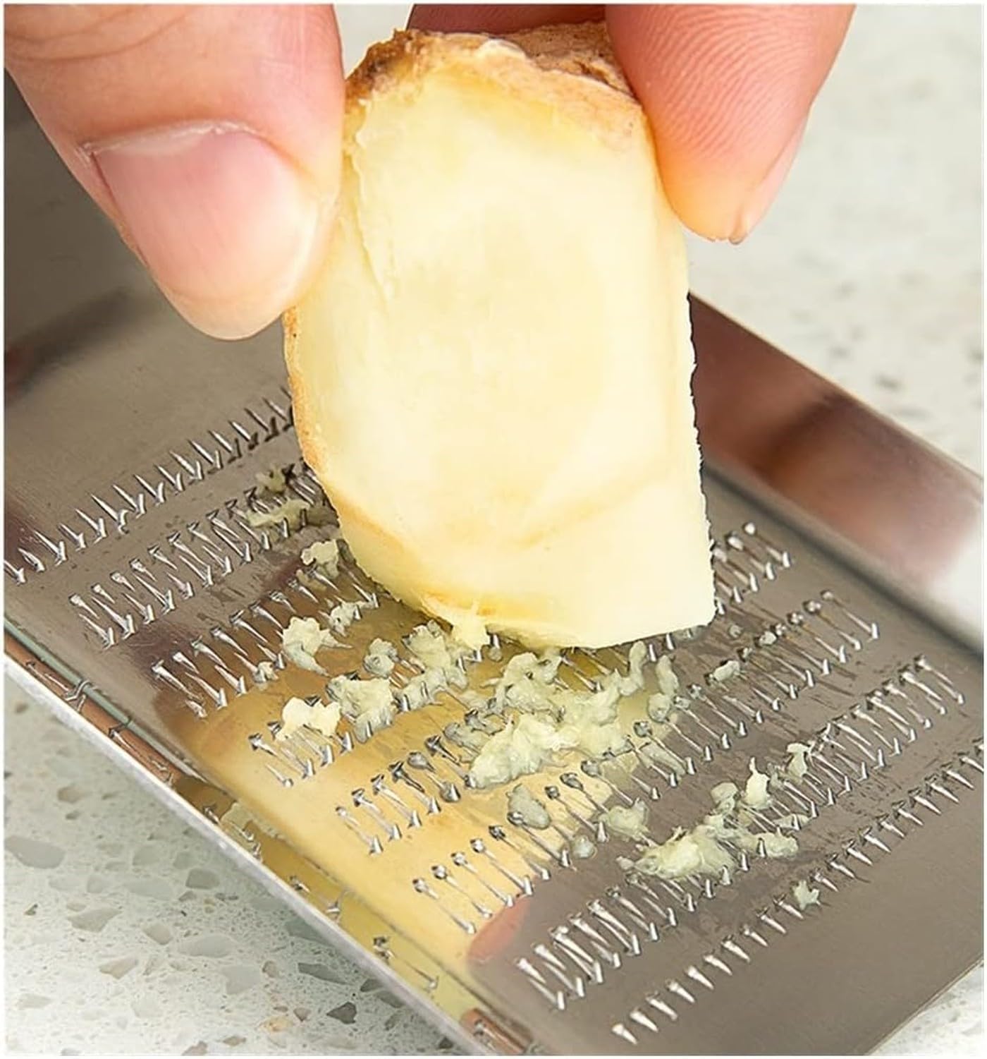 Prensa de ajos Picador, Prensa de Jengibre, Picador de ajos Manual de Acero Inoxidable, Herramienta para triturar Especias sin ensuciar, sin Salpicaduras, Plata, 11 * 7 * 3,5 cm