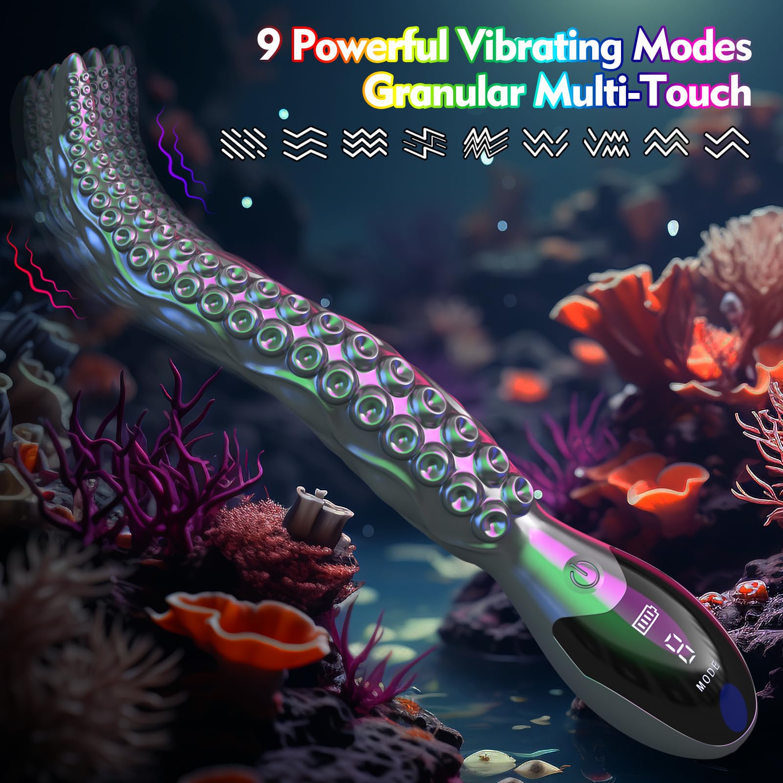 Vibrating Realistic Monster G-Spot Dildos - LED Display Octopus Tentacle Clitoral Vibrator with 9 Powerful Modes, 10.7" Silicone Dildo Adult Sex Toys for Women Anal Vagina Stimulation