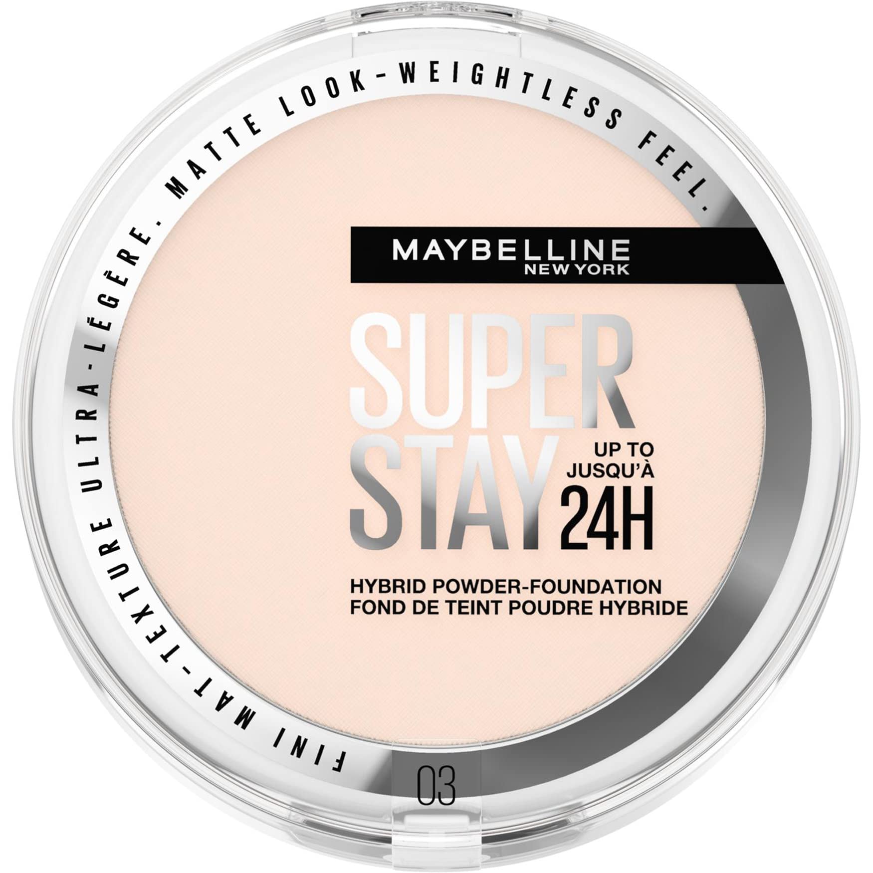 Maybelline New York Superstay Híbrido 24H Base de Maquillaje en Polvo, Súper Cobertura, Súper Ligera, Hasta 24H, Tono 03