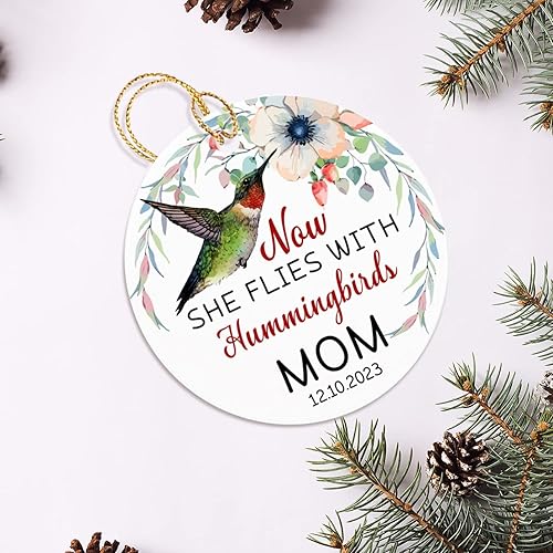 Miniatura 6 de Now She Flies with Hummingbirds Ornamento, regalos de recuerdo de duelo de condolencias para la pérdida de mamá, adorno de Navidad conmemorativo